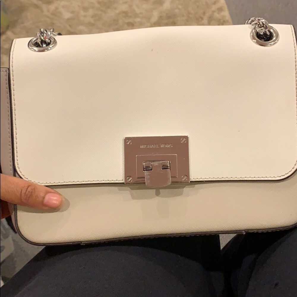 White and grey Michael Kors chain side body